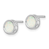 14K White Gold  5mm Bezel Opal Stud Earrings
